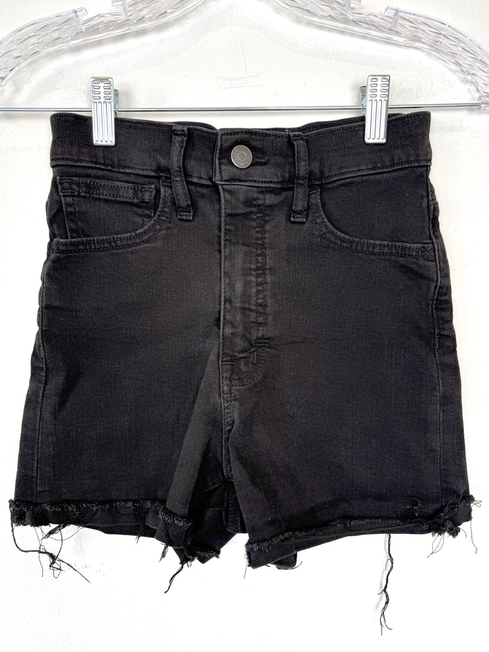 Madewell Size 23 High Rise Black Frayed Denim Shorts